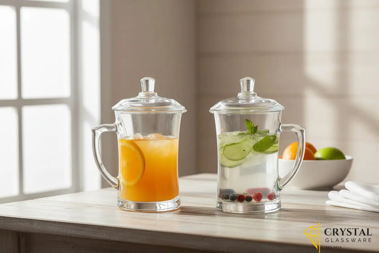 Delisoga  set of 2 transparent mug with glass lid